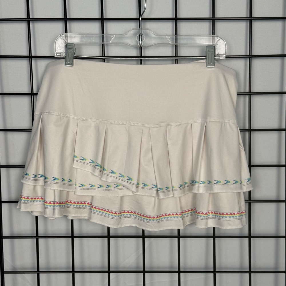 Lucky in Love Sahara Pleat Tier Tennis Skort Women XL White Embroidered Athletic - Picture 1 of 8